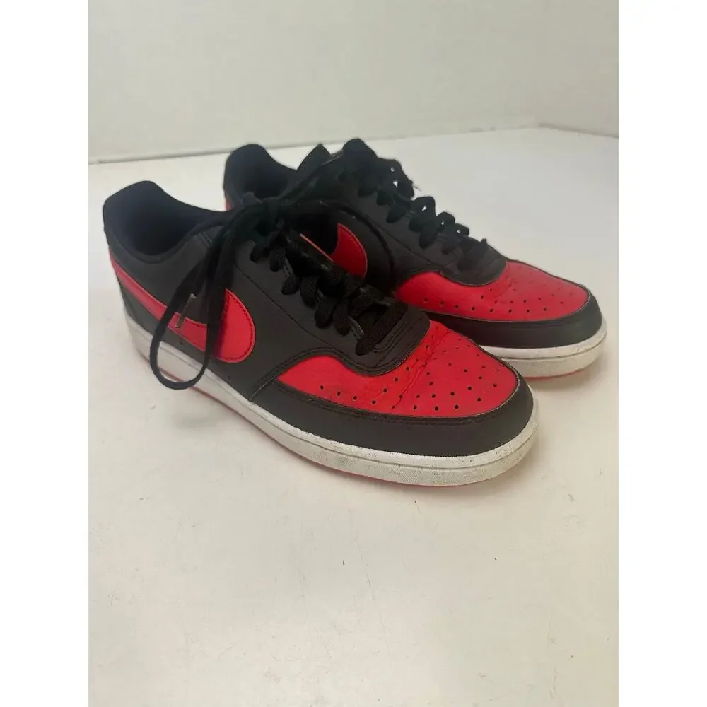 Nike Men's Court Vision Low FJ0685-010 Black Red Athletic Shoes - Size 8